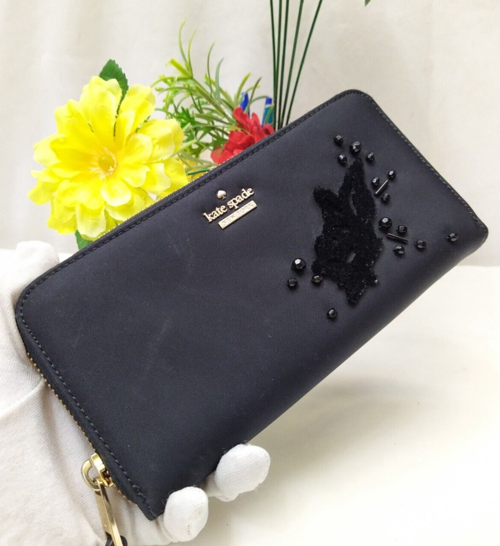 Kate Spade New York Black Dawn Place Embellished Neda Nylon Wallet